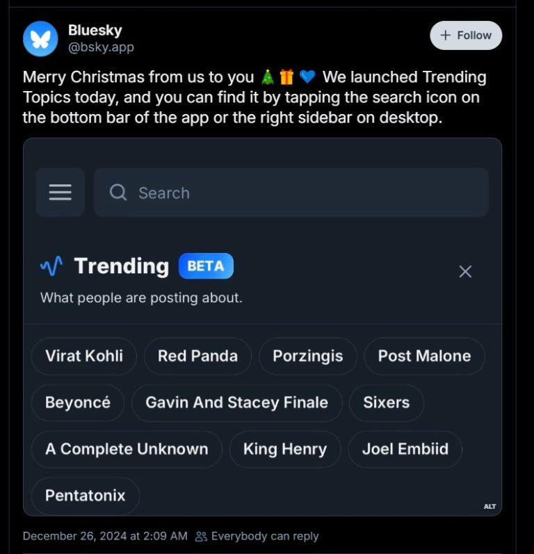 Bluesky Starting To Test a New “Trending Topics” Feature